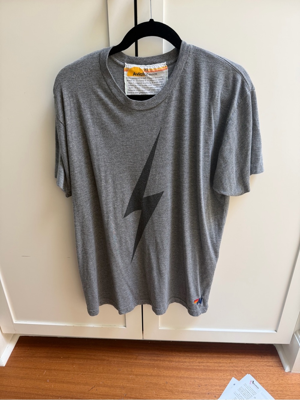 Aviator Nation Men’s Gray Lightning Bolt Graphic Tee